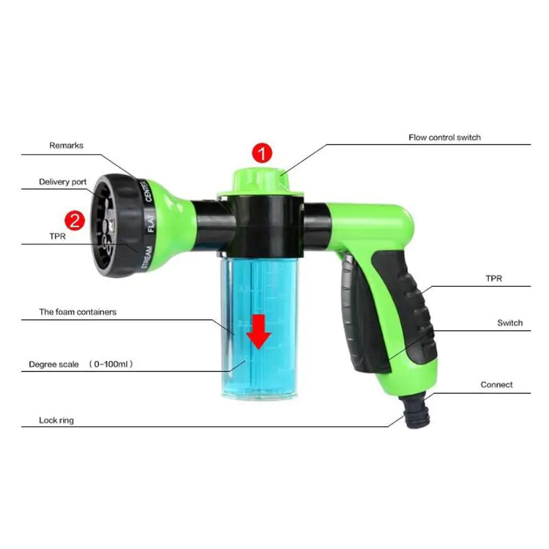 Outdoor Auto-Foam Shower Head Hosepipe